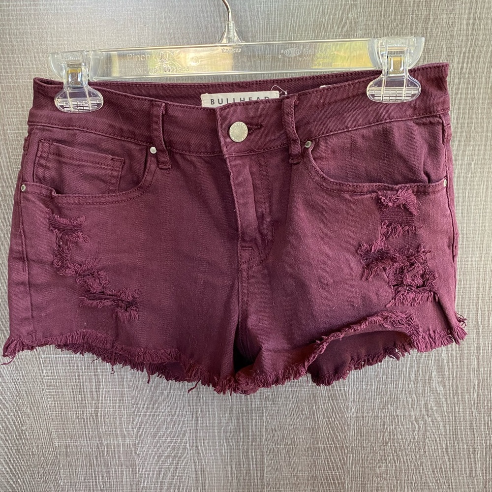 Bullhead Maroon Denim Shorts